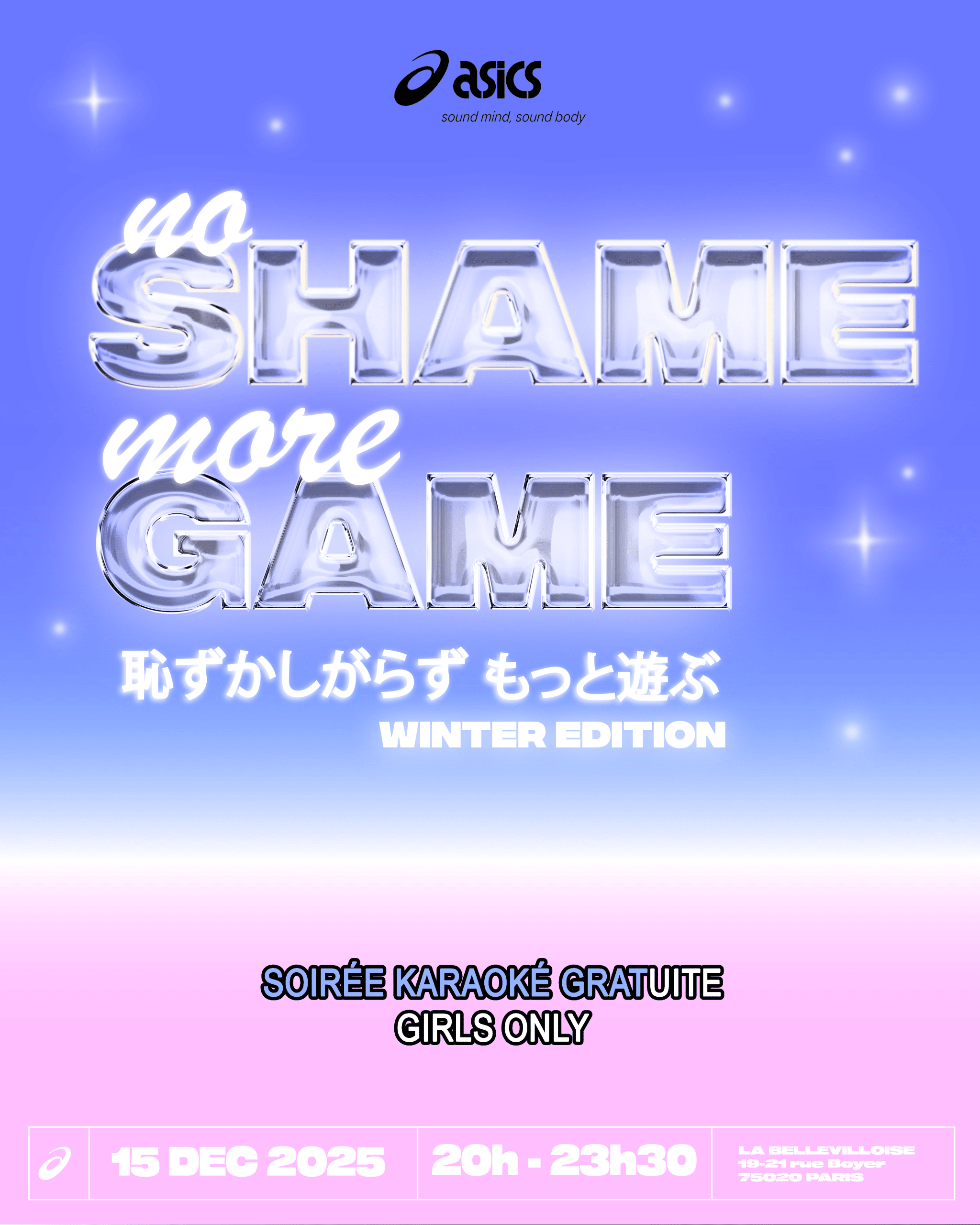 ASICS relance son concept empowering : “No Shame, More Game” revient avec une Winter Edition à Paris