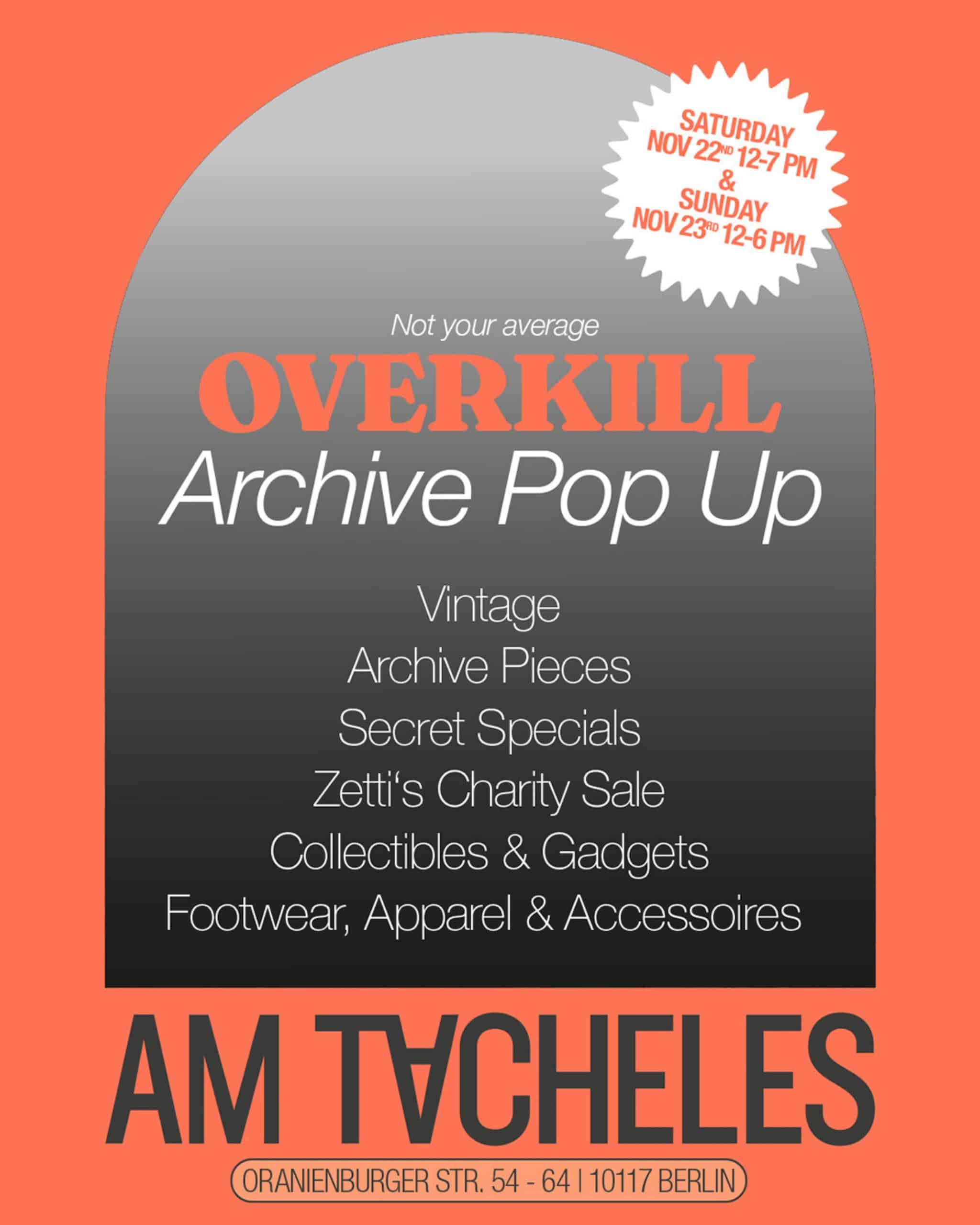 Overkill dévoile l’Archive Pop Up Sale Vol. 3 à Berlin : un rendez-vous majeur pour les passionnés de sneakers et de pièces rares
