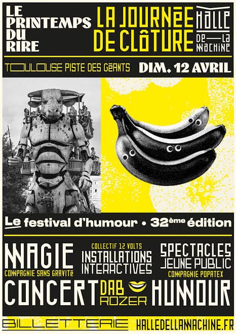 Clôture du Printemps du Rire 2026 à la Halle de la Machine à Toulouse le 12 avril
