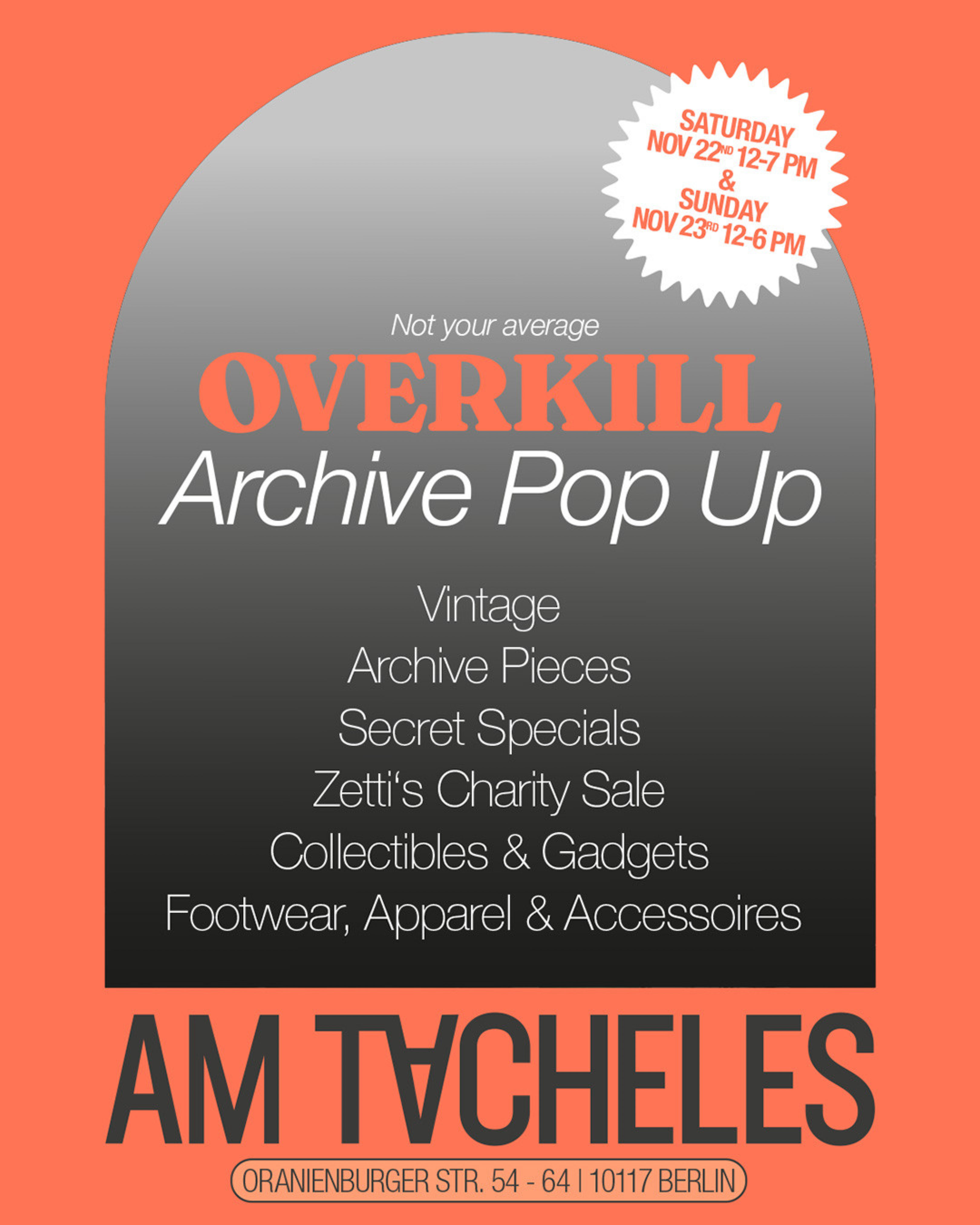 Overkill dévoile l’Archive Pop Up Sale Vol. 3 à Berlin : un rendez-vous majeur pour les passionnés de sneakers et de pièces rares, photo 1