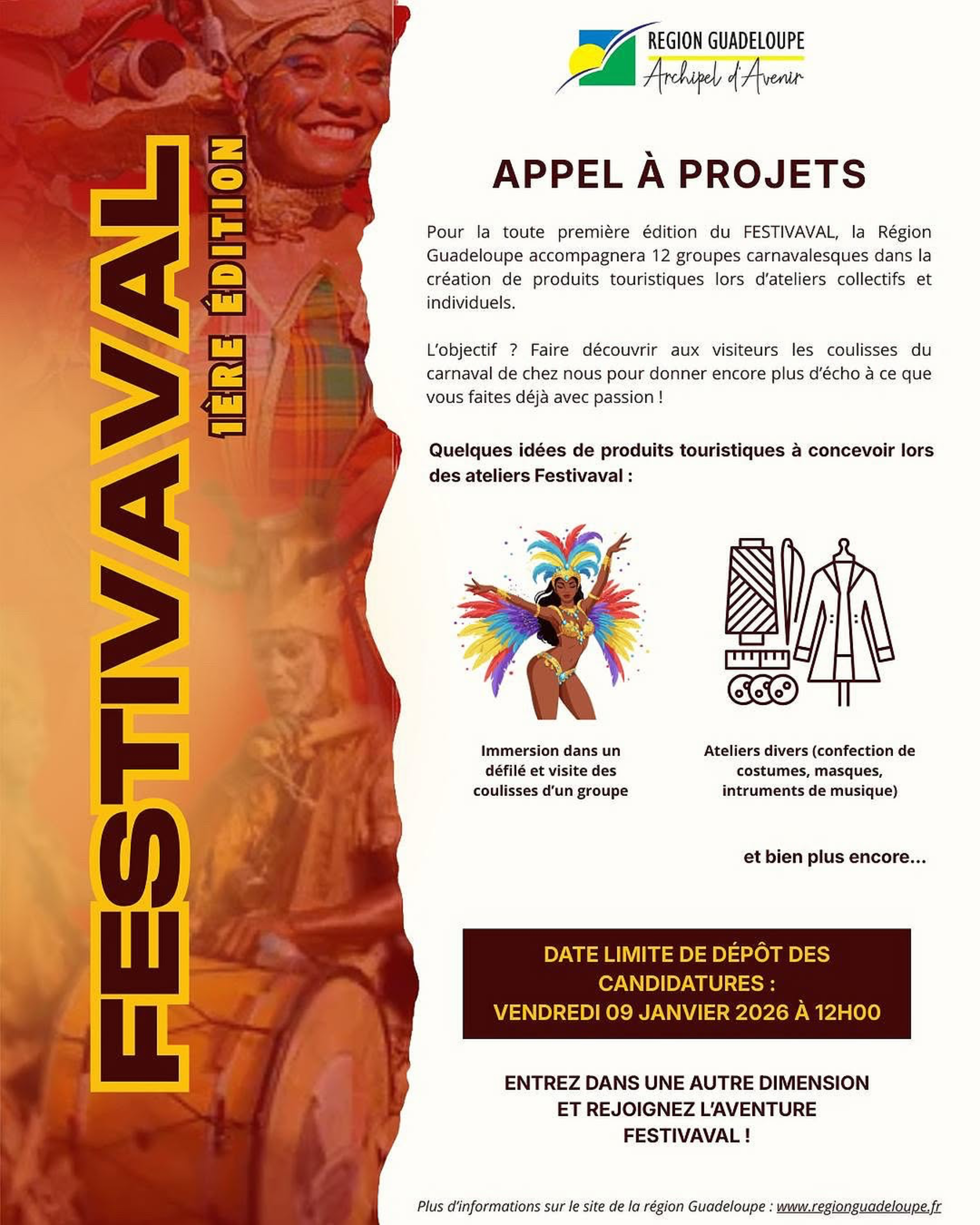 La Région Guadeloupe lance le premier appel à projets du FESTIVAVAL pour valoriser le carnaval guadeloupéen