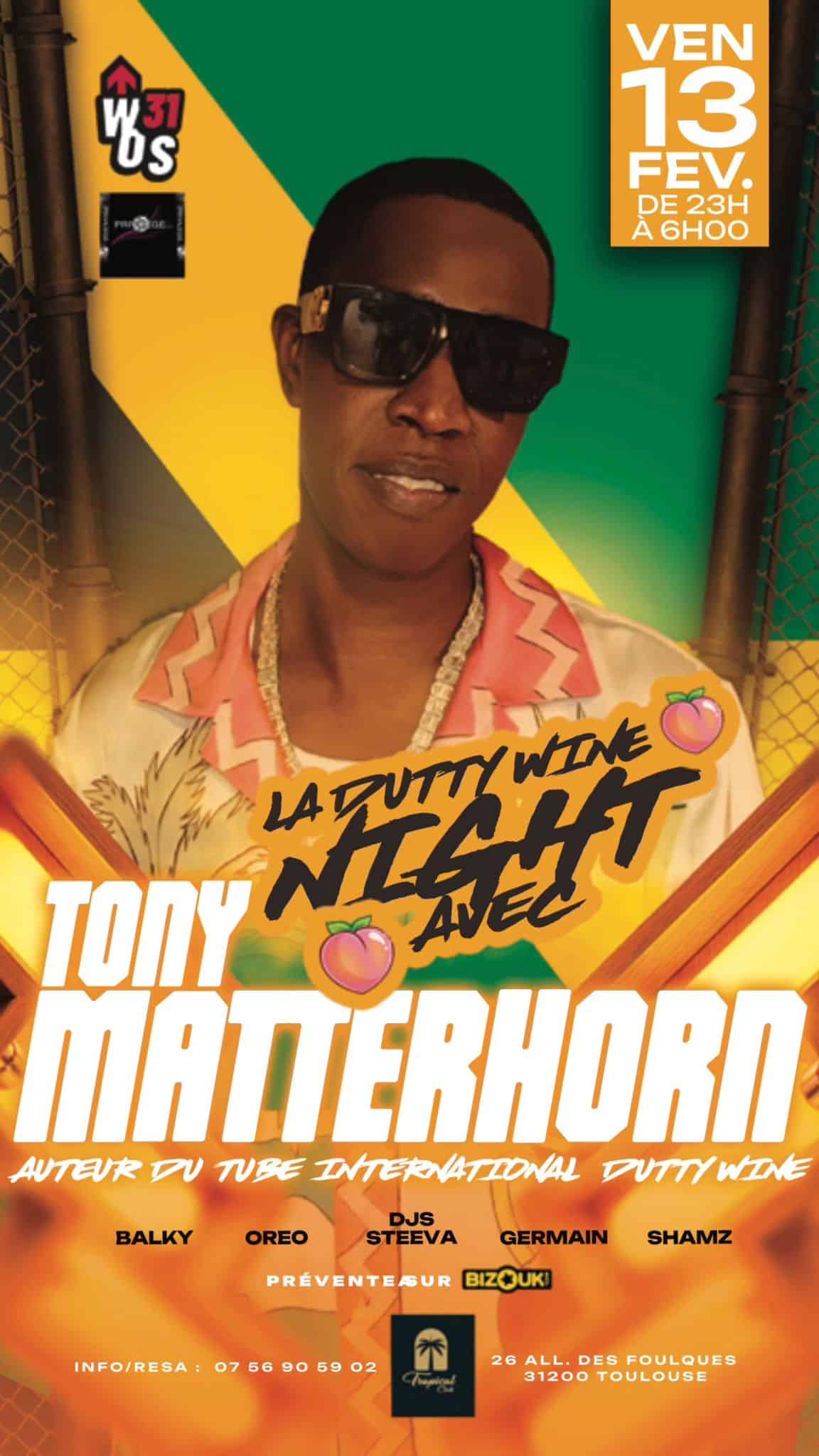 Toulouse s’embrase avec la Dutty Wine Night : Tony Matterhorn en showcase exclusif au Le Tropical Club