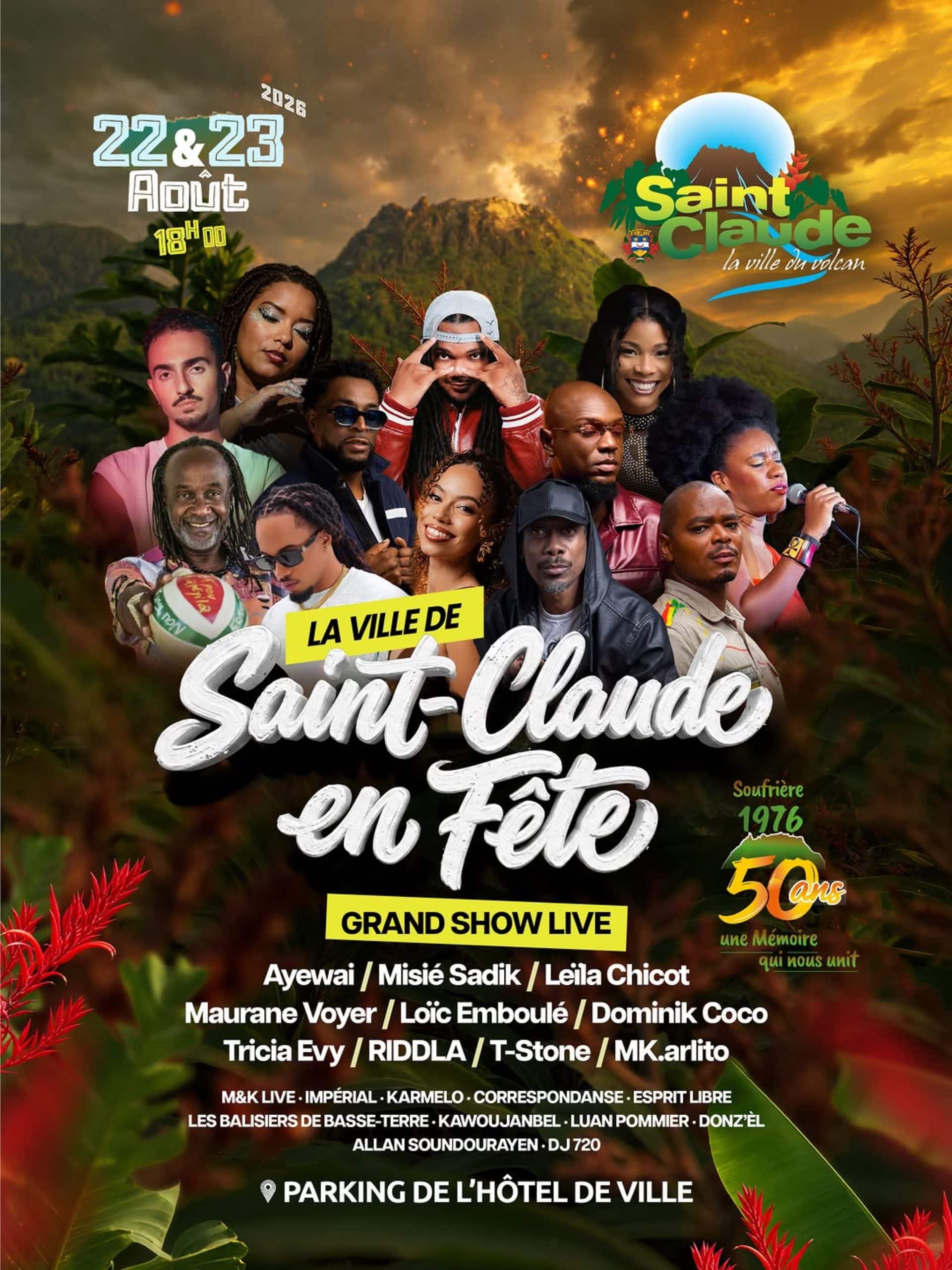 Saint-Claude célèbre les 50 ans de la Soufrière avec plus d’un mois de mémoire, de culture et de festivités