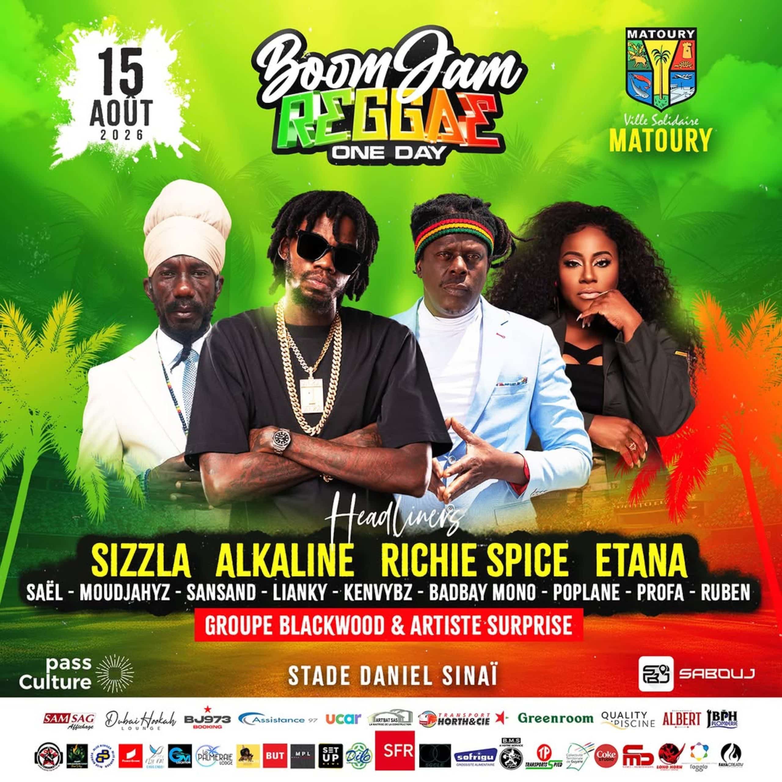 BoomJam Reggae One Day 2026 : Sizzla, Alkaline, Richie Spice et Etana attendus à Matoury
