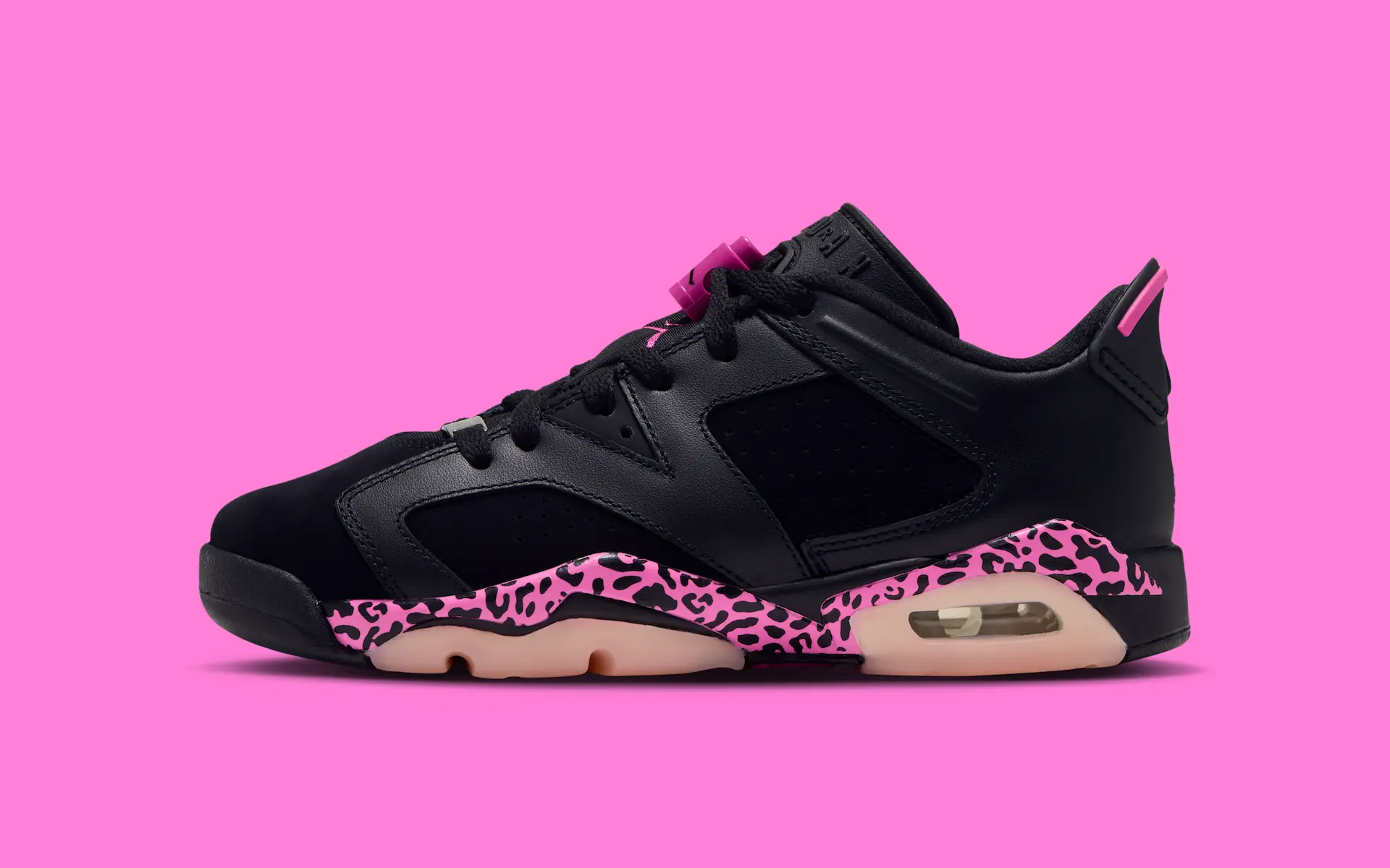 Air Jordan 6 Low « Black/Pink Leopard » : Jordan Brand joue la carte animale pour les kids