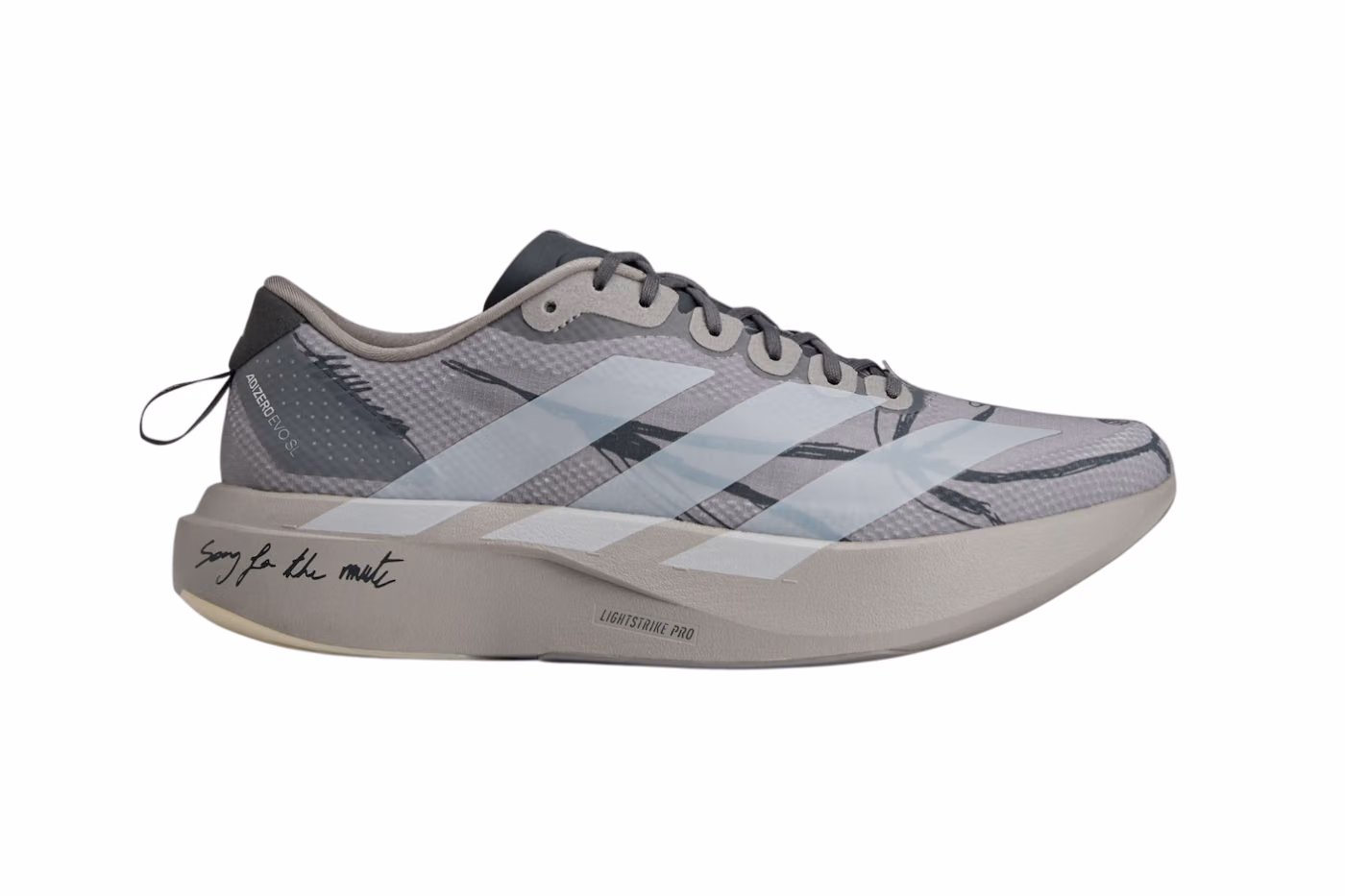 Song for the Mute x adidas Adizero EVO SL « Dove Grey » : le running technique rencontre le dessin instinctif